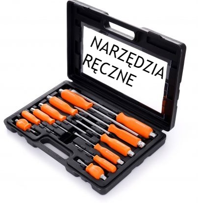 zestaw pomarańczowych śrubokrętów do pobijania w czarnej walizce